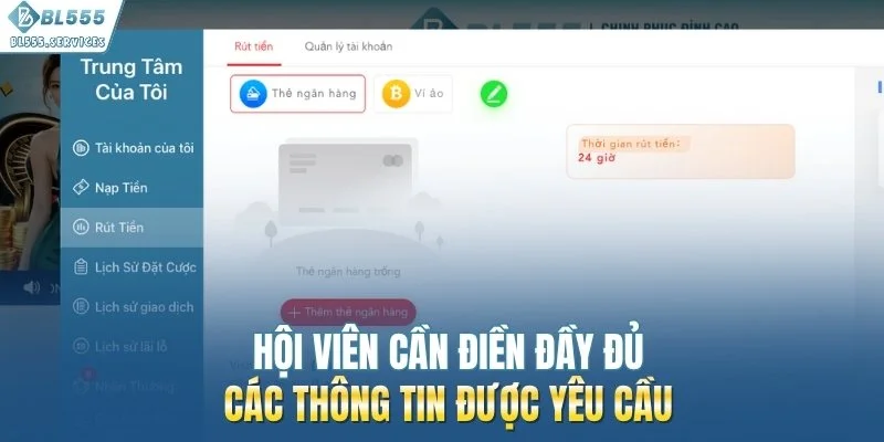 Hội viên cần điền đầy đủ các thông tin được yêu cầu