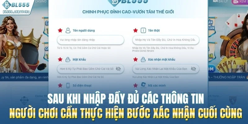 Người chơi thực hiện bước xác nhận để hoàn tất