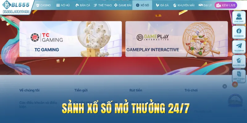 Sảnh xổ số mở thưởng 24/7
